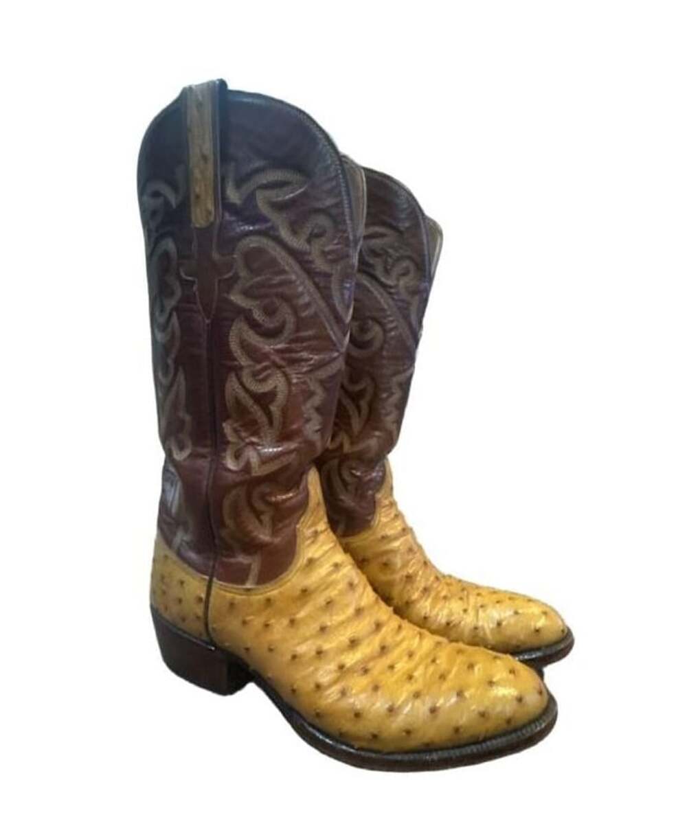 Lucchese Ostrich Cowboy Boots Size 8D Brown Tan Western Leather